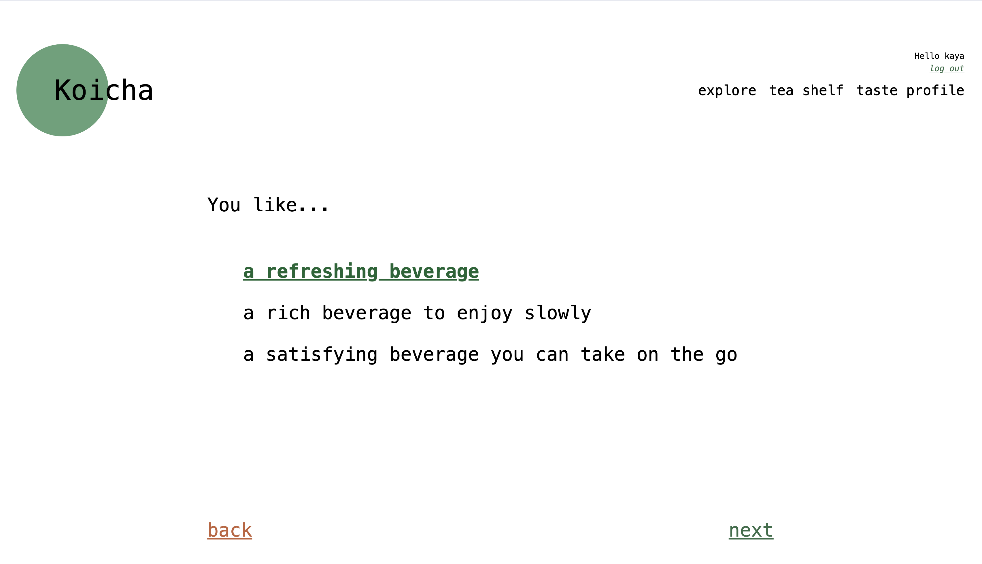 Koicha onboarding quiz